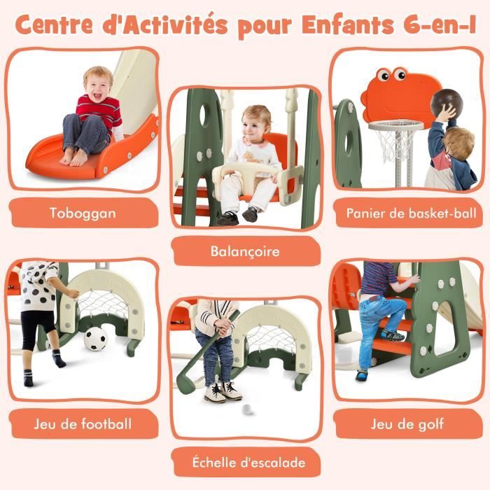 DREAMADE Ensemble Toboggan Et Balançoire 7 En 1 – Aire De Jeux Intérieure – Pour Enfants 1-3 Ans – Rose Et Gris