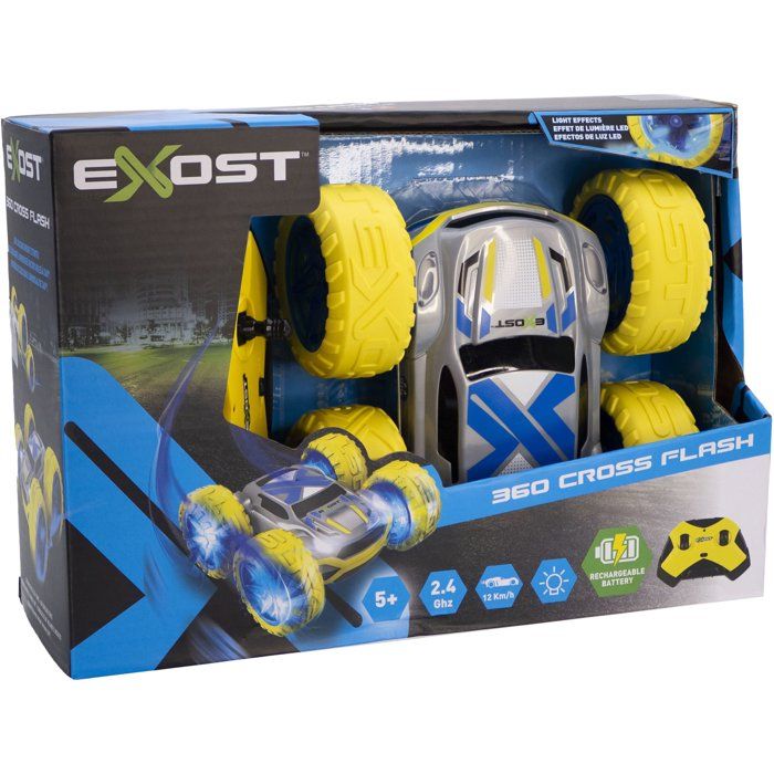 Exost – Voiture Télécommandée Cross 360 – Cascade 360° Tout-Terrain – 2,4 GHz, 25 M – Batterie USB – Dès 5 Ans