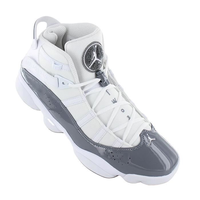 Air Jordan 6 Rings Hommes Sneakers Baskets Chaussures de basketball Blanc Gris 322992 121
