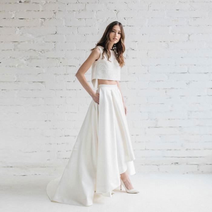 Jupe Longue Plissee Blanche avec Poches pour Patients Elegante Taille Haute Longueur au Sol pour ixde Mariage sur Ivoire C444 Blanc Cdiscount Pret a Porter