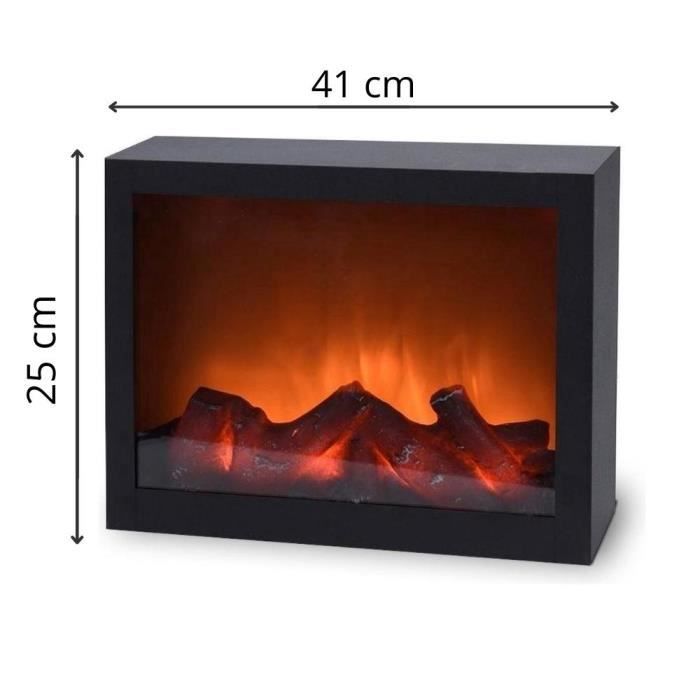 Petite Cheminée électrique Décorative à Effet Flammes Réalistes - Fonctionne Sur Piles - Minuterie Incluse