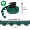 Aufun Bordure de Jardin flexible en Plastique Vert Longueur 10M avec 30 piquets d'ancrage, Bordure de pelouse Douce-2