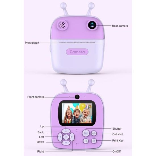 Appareil Photo Instantané Enfant – Impression Couleur 5 Teintes – 48 MP, Vidéo 1080P – Cadeau Garçon Fille 3-12 Ans