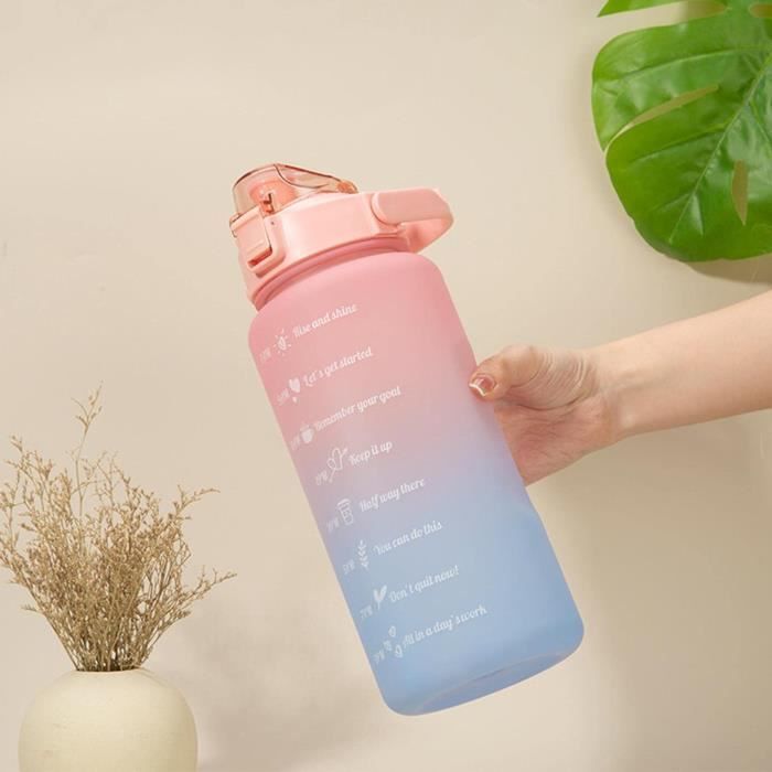 Gourde Sport 750 Ml Avec Marqueur De Temps - Sans BPA, étanche, Avec Paille Et Dragonne, Pour Gym, Course, Bureau, Couleur Violette - 6
