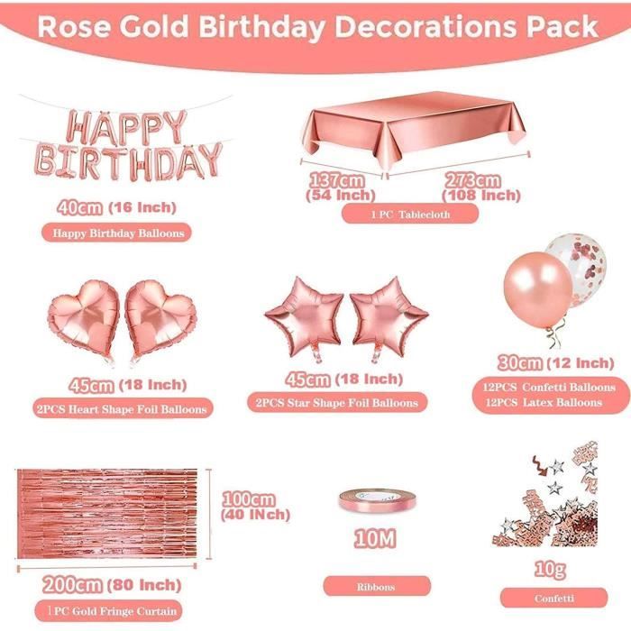 Ballon anniversaire 18 ans decoration anniversaire kit rose gold deco  anniversaire guirlande happy birthday, nappe rose or, ballon c - Cdiscount  Maison