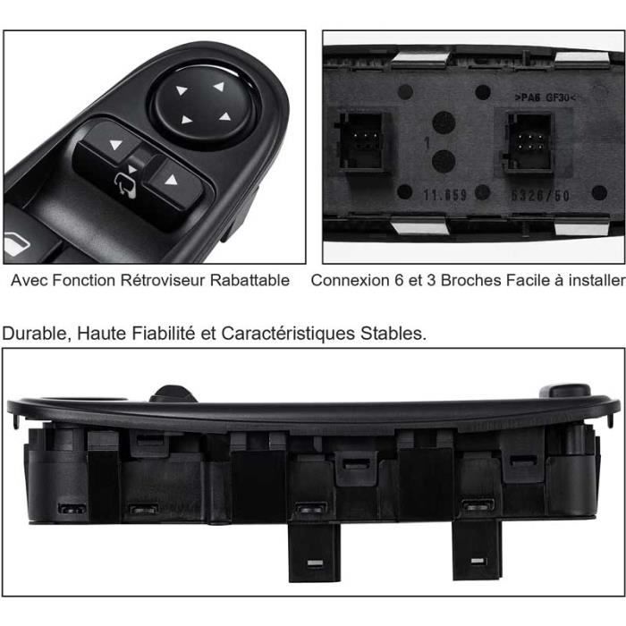 Interrupteur Lève-vitre électrique Avant Gauche Citroën C4 Grand Picasso 2007-2014 - Pièce De Rechange 6554.YH - 6