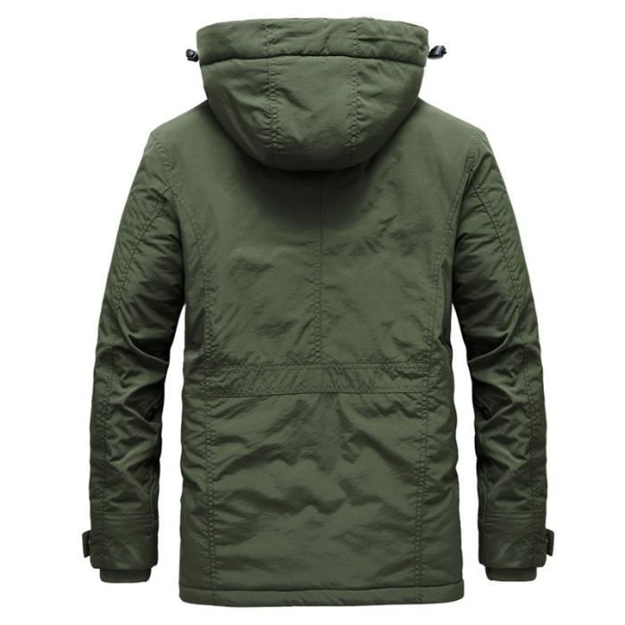 Parka Homme A Capuche amovible Hiver Doubl e polaire Manches