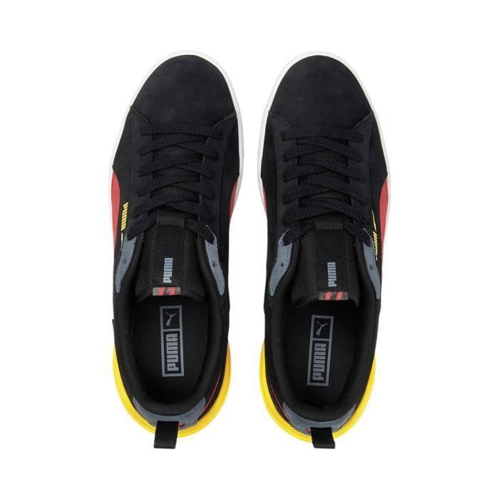 Baskets Puma Suede Bloc noir rouge jaune