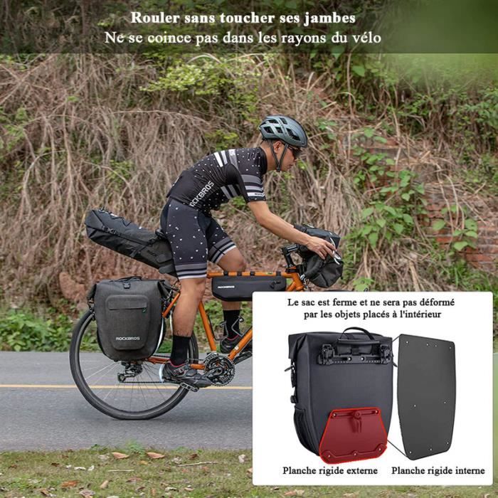 Sacoche de V?�lo Arri?�re ??tanche ROCKBROS - 20L-27L Gris - Double Fixation et Grande Capacit?� 