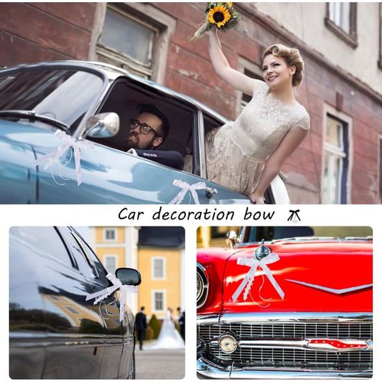 Nœuds En Ruban Satin Pour Mariage - Lot De 100 Nœuds + 70 Autocollants, Blanc/écru, Décoration Voiture Ou Cadeaux