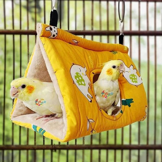 Nid D'oiseau Chauffant Hamac Suspendu Pour Cage - Tente Douce Pour Perroquet, Calopsitte, Gris D'Afrique - 3 Tailles S/M/L