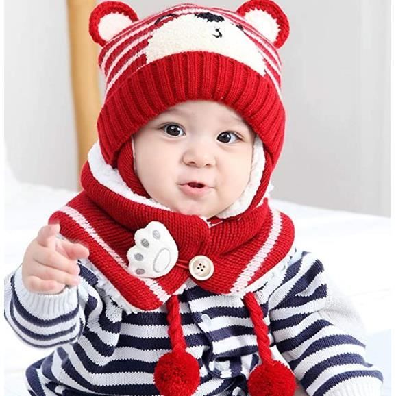 MASOCIO Ensemble Bonnet Echarpe Bebe Enfant Garcon Fille Hiver