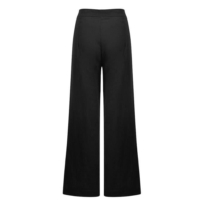 Sexy femmes mode pantalon décontracté lâche bouton élastique taille pantalon  large Noir Noir - Cdiscount Prêt-à-Porter