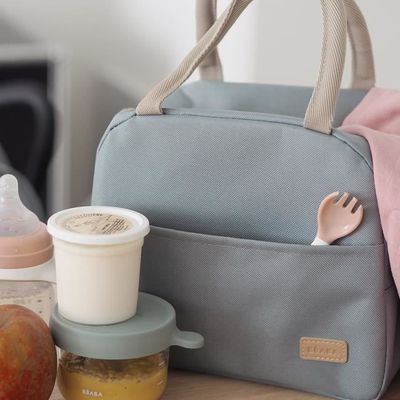 Sac Repas Isotherme Béaba 5L - Garde Au Chaud/froid - Imperméable - Poche Avant - Vert Sauge