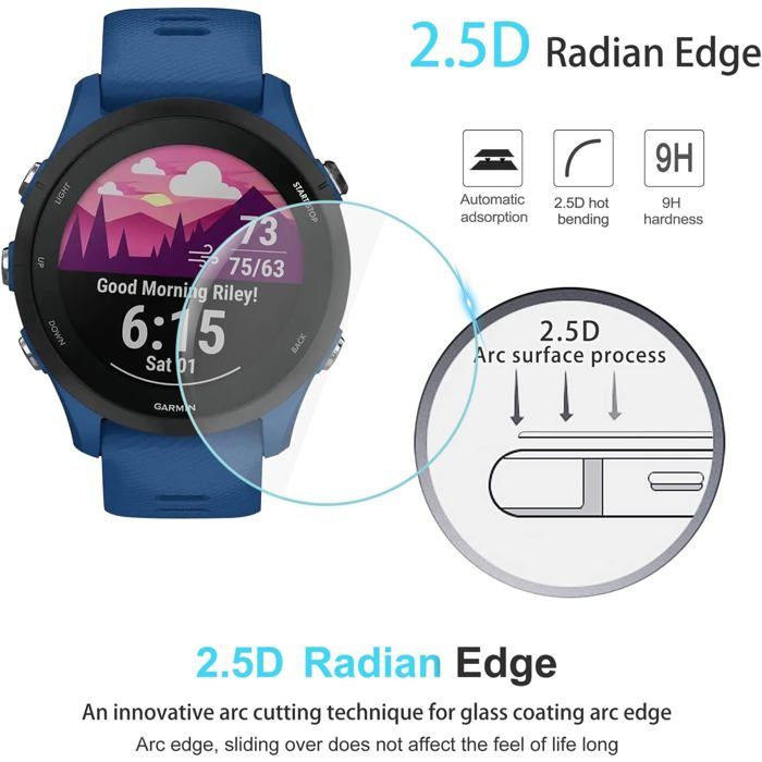 Protection écran Verre Trempé Pour Garmin Forerunner 255 / 255 Music 46mm - 4 Films Haute Résistance - Ultra-transparent