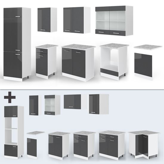 Vicco Mueble de cocina R-Line, Oro potencia roble/blanco, 300 cm sin encimera | Leroy Merlin