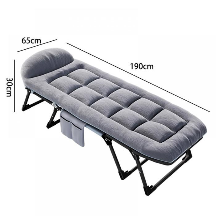 Lit de Camp Pliable avec Matelas Amovible Fauteuil Convertible 3 en 1 Chaise Longue avec Dossier Réglable à 6 Positions Cadre en Métal Gris Lit de Camp Pliable avec Matelas Amovible Fauteuil Convertible 3 en 1 Chaise Longue avec Dossier Réglable à 6 Positions Cadre en Métal Gris