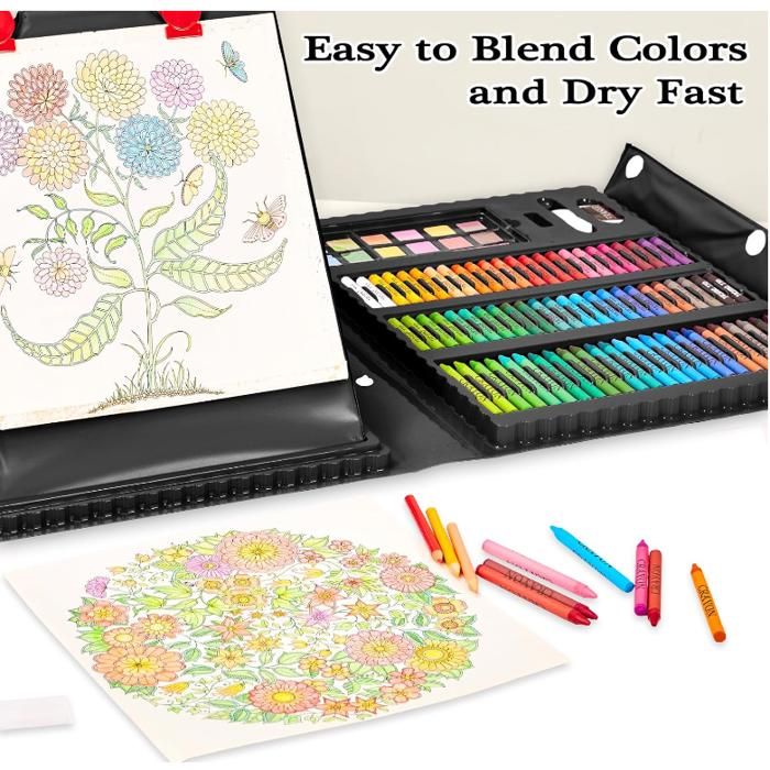 Malette Dessin Licorne Goldge – 230+ Pièces : Crayons, Pastels, Aquarelle, Chevalet Double-face !