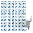Rideau de Douche Imperméable avec 12 Crochets pour Salle de Bains Conception en Treillis Lavable (Bleu, 180 x 200 cm)-0