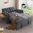 BRAND Canapé Convertible 3 en 1,Canapé 2 Places Pliable avec USB et Type-C,Canapé Lit avec Table Cachée et Dossier Réglable,Gris