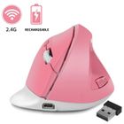 AIHONTAI Couleur rose Souris ergonomique sans fil 1600DPI, Rechargeable par USB, verticale, 2.4GHz, 6 boutons, pour PC
