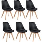 H.J WeDoo Lot de 6 chaises de salle à manger - Noir - Scandinave - SGS