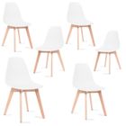 Mc Haus · Katla Blanche x6 · Lot de 6 chaises de salle à manger blanches en polypropylène avec pieds en bois