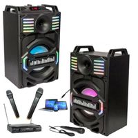 Pack Sono DJ PARTY-SPEAKY700-MKII 700W Karaoké - 3 Micros sans fil et filaire  - Télécommande - Cable PC