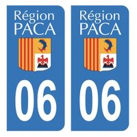 Autocollants Stickers plaque immatriculation voiture auto département 06 Alpes-Maritimes Ancien Logo Région PACA