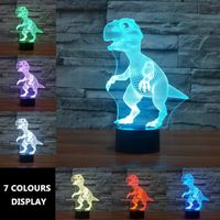 Veilleuse Enfant LED Lampe 3D Dinosaure, Lampe de Chevet Enfants 7 couleurs Changement Lampe Ambiance pour Salon Chambre