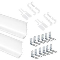 Emuca Kit de 2 profils supérieurs Gola pour meubles de cuisine, longueur 2,35mm, avec ferrures, Aluminium, Peint en blanc