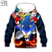 Sweat à manches longues pour hommes,Enfants costume Super Sonic 3d sweats à capuche enfants ensemble famille t-shirts fermeture écl