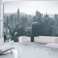 Papier peint Ville et Architecture Panorama de New York en noir et blanc 200x154 cm - Papier peint panoramique - Intissé