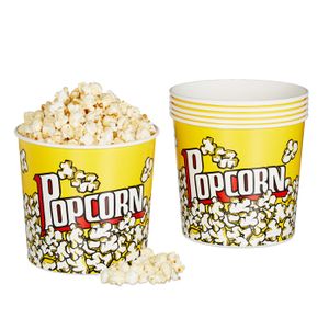 4 Seaux à Pop-corn Réutilisables Infactory 2L - Style Rétro Cinéma - Pour Snacks, Bonbons, Apéro - Empilables