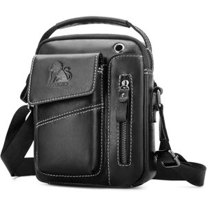 GoBago Grand Sac De Poitrine En Cuir Pour Voyage - Sac Tour De Cou Noir Pratique Et Élégant