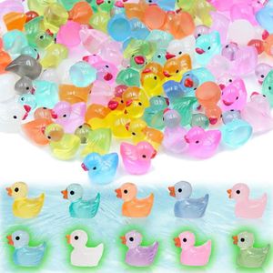 Lot 130 Mini Canards Lumineux En Résine – Déco Jardin Miniature, Aquarium, Maison Poupée – Multicolore, Étanche – 1,5 Cm