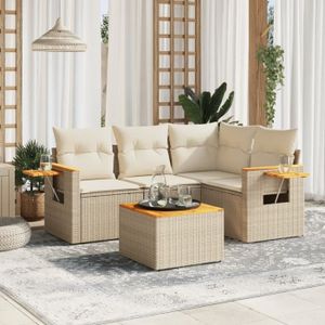 Ensemble table et chaise de jardin Atyhao Salon de jardin avec coussins 5 pcs beige r