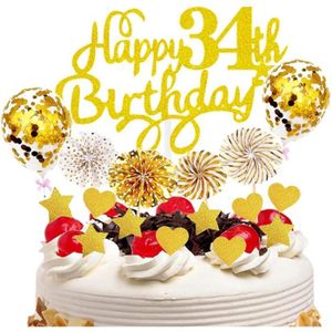 HUSZZM 2Pcs Happy Birthday Décorations de Gâteaux Cake Topper Bleu et Rose Bannière Gâteau Joyeux Anniversaire Cake Topper Décoration pour Gâteau d'anniversaire Cupcake Muffin Pâtisserie-19.5 x 35cm 