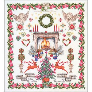 Décoration De Noël - Broderie Point Compté Fait Main - 23x23 Cm (Neuf)