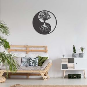 Déco murale fer : Arbre de vie, Noir, Mod 6, H 60 cm