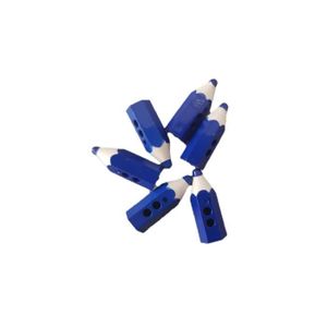 CRAYON DE COULEUR 6 x Bouton crayon de couleur en plastique coloris bleu 2 trous 2 cm