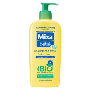 SAVON - SHAMPOING BÉBÉ Gel lavant corps et cheveux Mixa Bébé BIO - MIXA - 300ml - Aloe vera BIO - Hypoallergénique - Ecocert