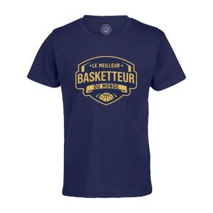 MAILLOT DE BASKET-BALL T-shirt Enfant Bleu Le Meilleur Basketteur du Monde Sport Basket Sportif Basketball