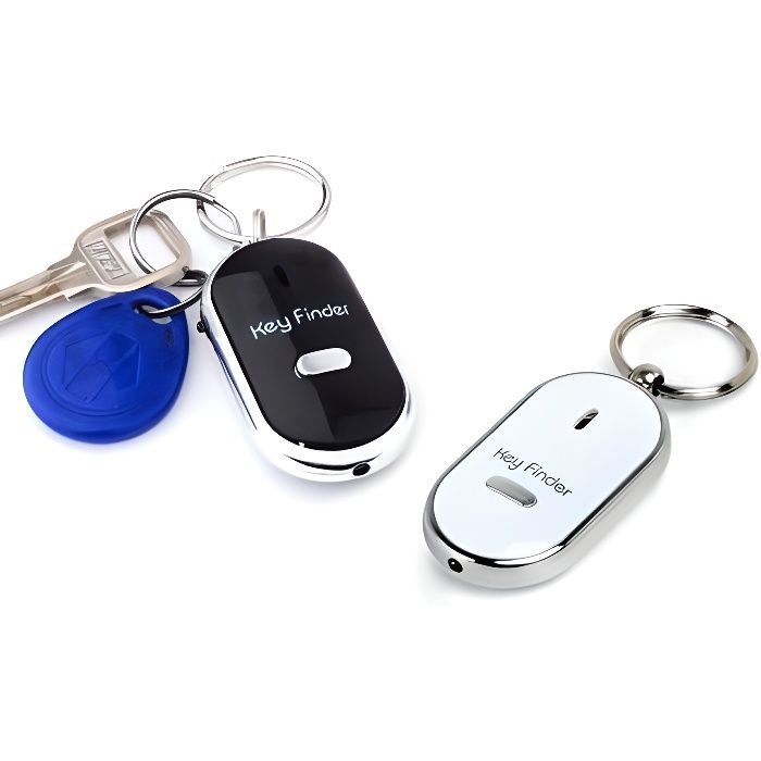 TD® Porte clé siffleur anti perte lumière LED Localisateur Sonore Key  Finder Repérage de clés porte-clés fourni avec anneaux - Cdiscount Auto