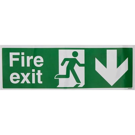 VSafety Feuerschild 'Pfeil Nach Unten' – Leuchtend, 450x150 Mm, Selbstklebendes Vinyl