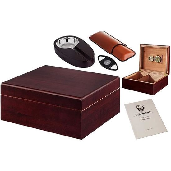 Cave à Cigares GERMANUS Marron | Avec Humidificateur Et Hygromètre - 38x26.5x18cm