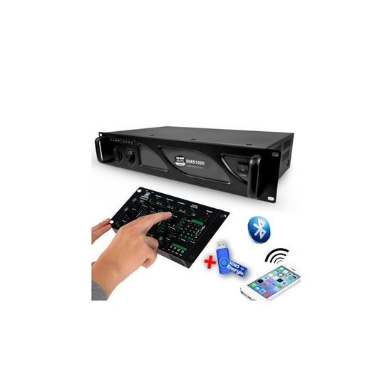 Amplificateur Sono BM Bmsonic BMS-1000 - 2x500W - Technologie MOSFET - Pour DJ, Événements - Ventilation Continue