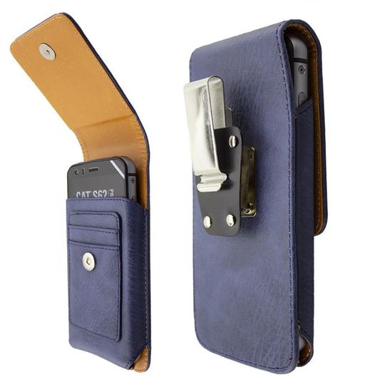 Étui En Cuir Véritable Avec Clip Ceinture Pour Téléphone CAT S62 Pro - Noir, Par Caseroxx