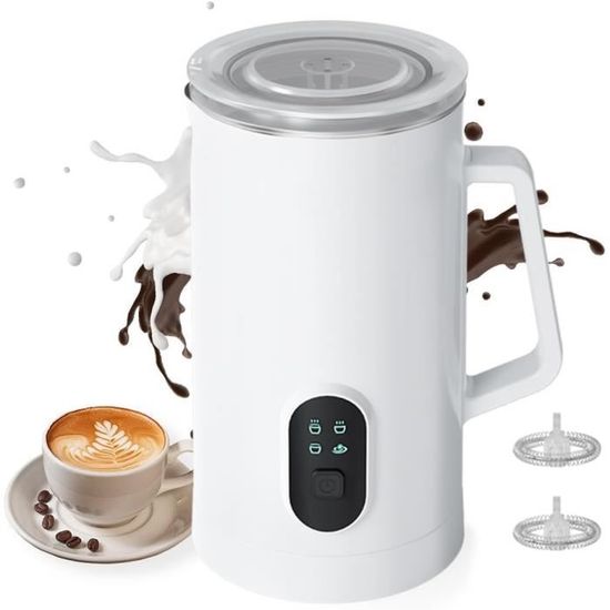 Mousseur à Lait Électrique 4-en-1 580 Ml - Chaud/Froid, Cappuccino, Latte, Chocolat Chaud, Silencieux & Facile à Nettoyer