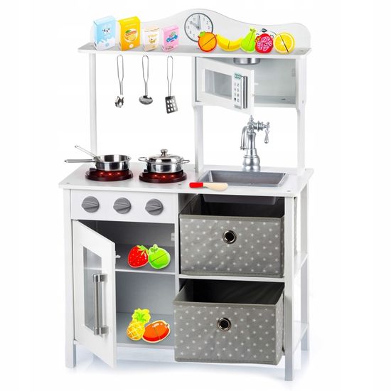 Cuisine Jouet En Bois Avec Jardinière - Grille-pain, Machine à Glaçons, Légumes à Découper - Enfant 3-6 Ans - 5